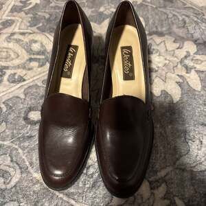 Vintage Westies Brown Leather Loafer Heels